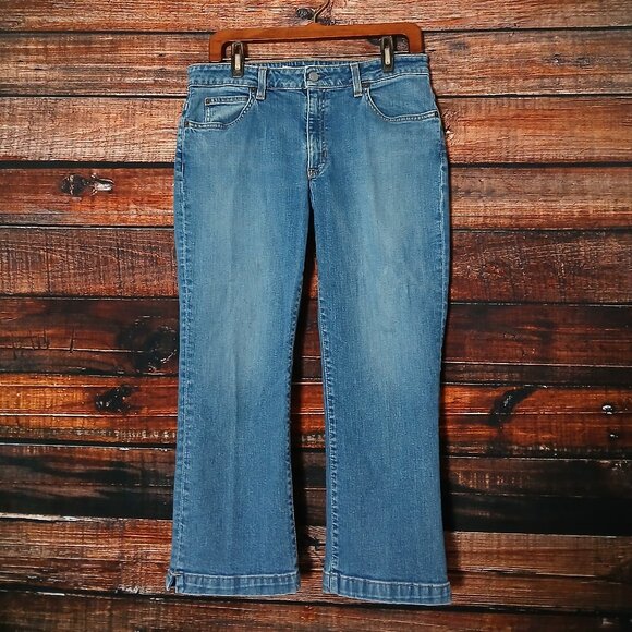 Vintage GAP Jeans Size 12 Boot Cut Capri '01 Blue Denim Stretch Mid Rise - Picture 2 of 9
